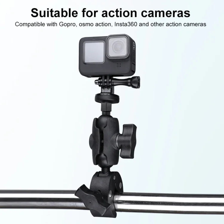 Support de guidon pour vélo/moto avec caméra d'action rotative à 360° (version étendue), version étendue