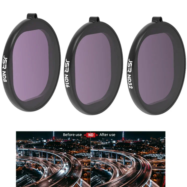 Boîtier rond JSR Filtre d'objectif 3 en 1 ND8+ND16+ND32 pour GoPro HERO8 Black, lentille ND 3 en 1