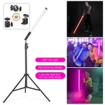 LUXCeO Mood1 Bâton lumineux LED RGB 85 cm avec trépied pour ambiance colorée et rythme, idéal pour la vidéo et la photo.