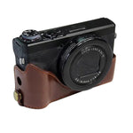 Étui demi-boîtier en cuir PU avec filetage 1/4 pouce pour Canon G7 X Mark III / G7 X3
