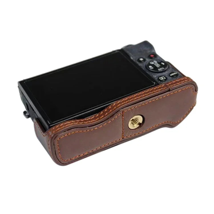 Étui demi-boîtier en cuir PU avec filetage 1/4 pouce pour Canon G7 X Mark III / G7 X3