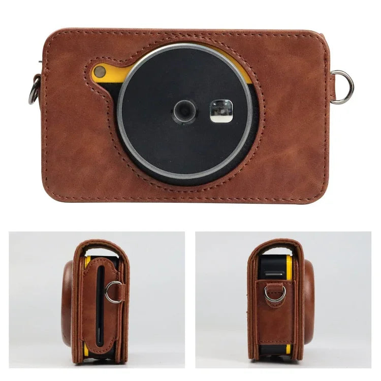 Étui en cuir PU avec bandoulière pour appareil photo Kodak Mini Shot2 Retro / C210R instax.