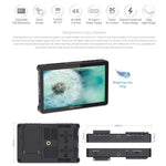 Moniteur de terrain FEELWORLD F5 Pro V4 pour appareils photo reflex numériques avec écran tactile 6 pouces, LUT 3D, entrée/sortie HDMI 4K et bras inclinable.