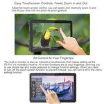 Moniteur de terrain FEELWORLD F5 Pro V4 pour appareils photo reflex numériques avec écran tactile 6 pouces, LUT 3D, entrée/sortie HDMI 4K et bras inclinable.