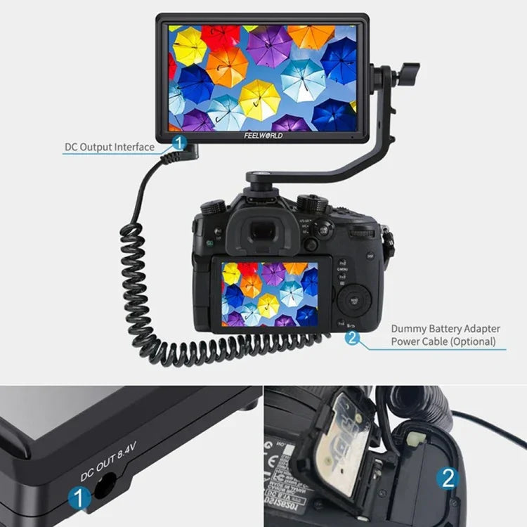 Moniteur de terrain FEELWORLD FW568 V3 6 pouces pour appareils photo reflex numériques, LUT 3D, écran IPS Full HD 1920 x 1152, entrée/sortie HDMI, bras inclinable