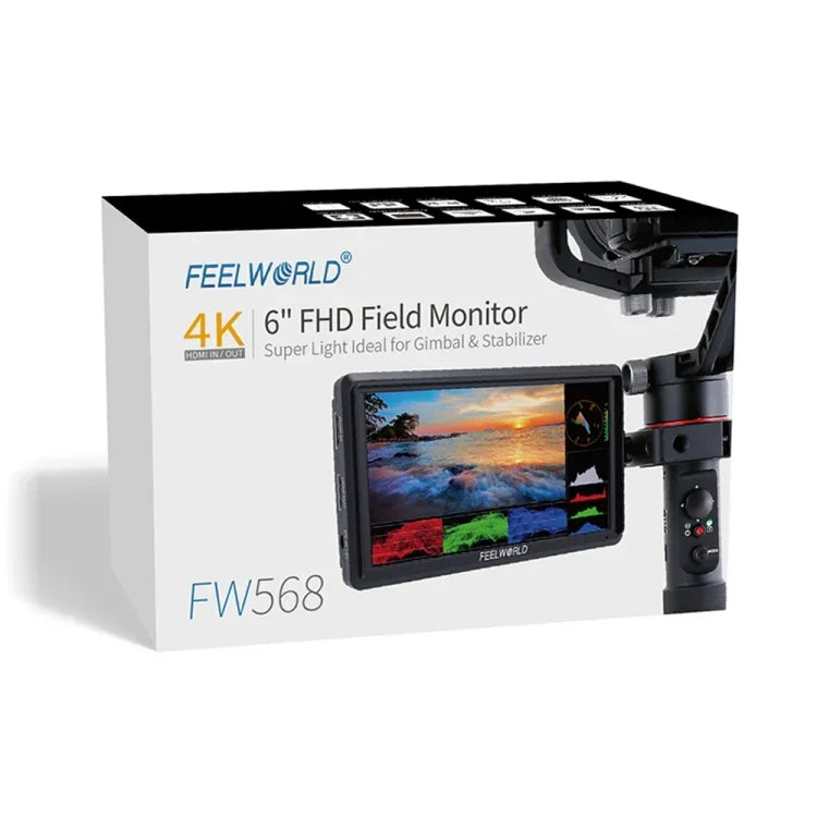Moniteur de terrain FEELWORLD FW568 V3 6 pouces pour appareils photo reflex numériques, LUT 3D, écran IPS Full HD 1920 x 1152, entrée/sortie HDMI, bras inclinable