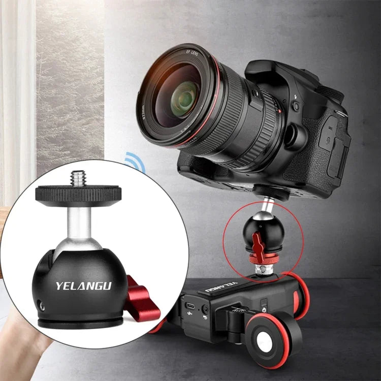 Adaptateur de rotule panoramique en métal YELANGU 360° pour trépied, compatible avec les chariots de voiture et les dollies.