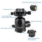 Trépied pour appareil photo pliable et portable en fibre de carbone BEXIN RC334 avec rotule panoramique K44, RC334+K44