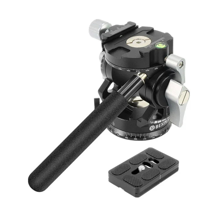 Rotule fluide panoramique 2D 720° BEXIN DT-02R/S robuste avec plateau à dégagement rapide, DT-02R/S