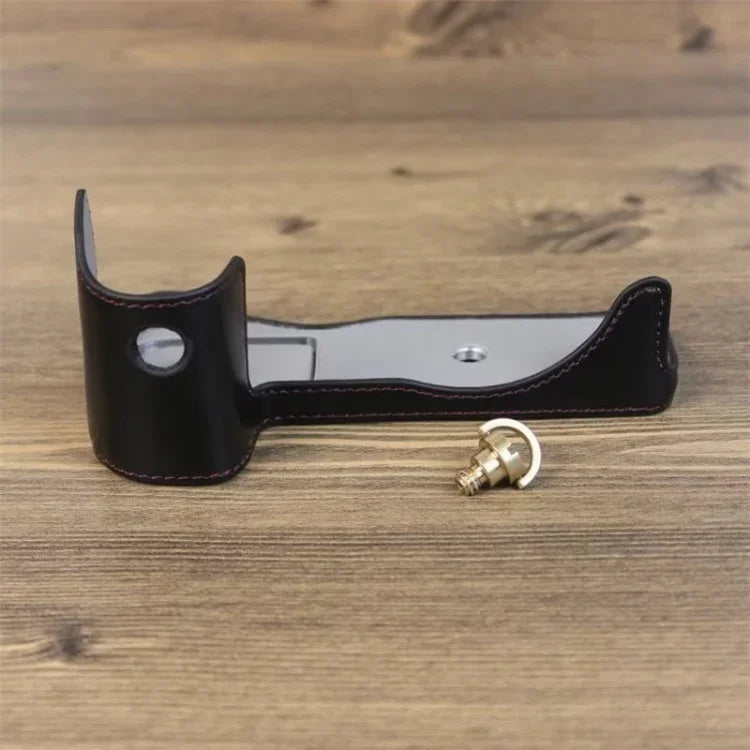 Étui demi-cuir PU pour appareil photo Canon EOS R7, filetage 1/4 pouce.