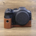 Étui demi-cuir PU pour appareil photo Canon EOS R7, filetage 1/4 pouce.