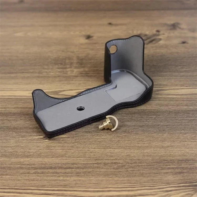 Étui demi-cuir PU pour appareil photo Canon EOS R7, filetage 1/4 pouce.