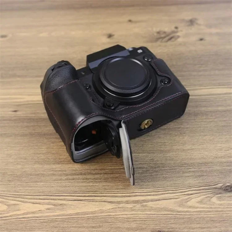 Étui demi-cuir PU pour appareil photo Fujifilm XH2S, filetage 1/4 pouce.