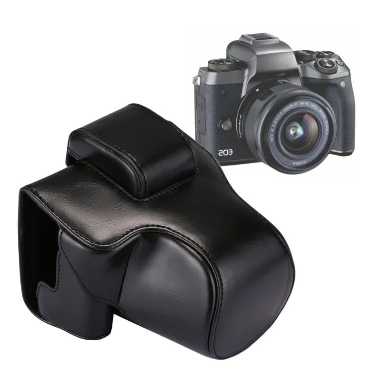 Étui intégral en cuir PU avec bandoulière pour Canon EOS M5