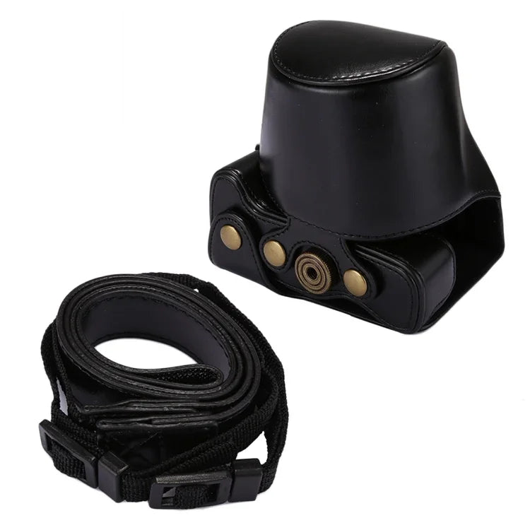Étui intégral en cuir PU avec bandoulière pour Canon EOS M5