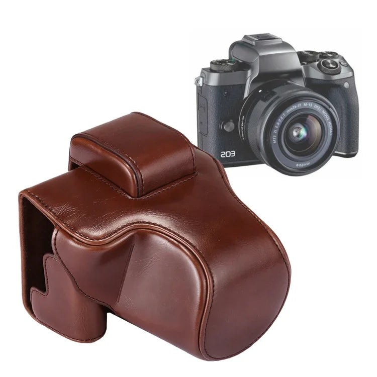 Étui intégral en cuir PU avec bandoulière pour Canon EOS M5