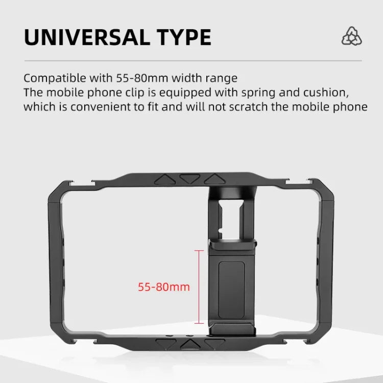 Cage métallique pour smartphone YELANGU LW-B01-1, idéale pour le vlogging et les diffusions en direct.