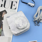 Étui en cuir marbré intégral avec bandoulière pour appareil photo FUJIFILM instax mini 11 / 9 / 8