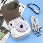Étui en cuir marbré intégral avec bandoulière pour appareil photo FUJIFILM instax mini 11 / 9 / 8