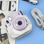 Étui en cuir marbré intégral avec bandoulière pour appareil photo FUJIFILM instax mini 11 / 9 / 8