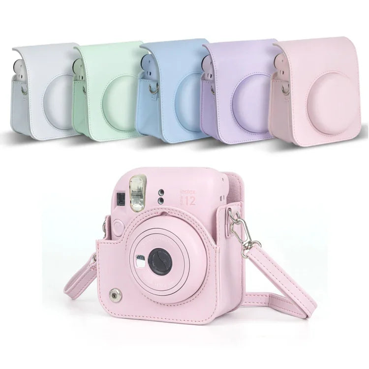 Étui en cuir intégral avec bandoulière pour appareil photo FUJIFILM instax mini 12