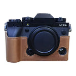 Étui demi-dos en cuir PU avec filetage 1/4 pouce pour appareil photo FUJIFILM X-T5
