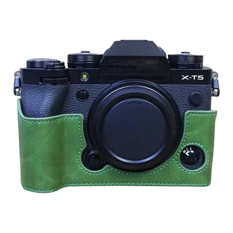 Étui demi-dos en cuir PU avec filetage 1/4 pouce pour appareil photo FUJIFILM X-T5