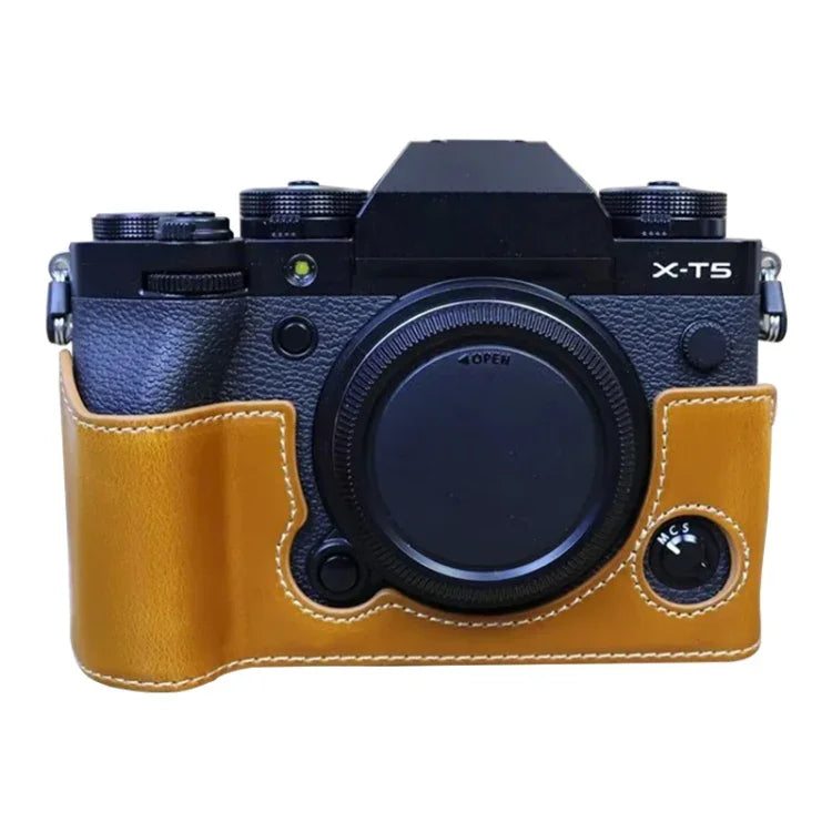 Étui demi-dos en cuir PU avec filetage 1/4 pouce pour appareil photo FUJIFILM X-T5
