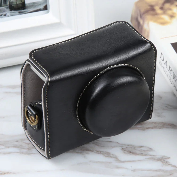 Étui en cuir magnétique intégral avec bandoulière pour caméra Sony ZV-1F (compatible avec les vlogs).