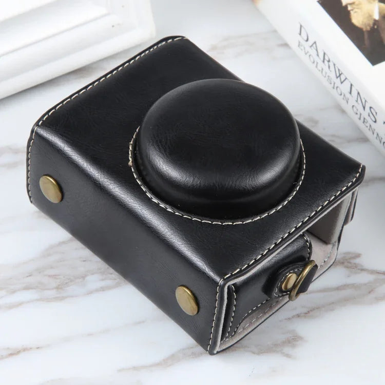 Étui en cuir magnétique intégral avec bandoulière pour caméra Sony ZV-1F (compatible avec les vlogs).