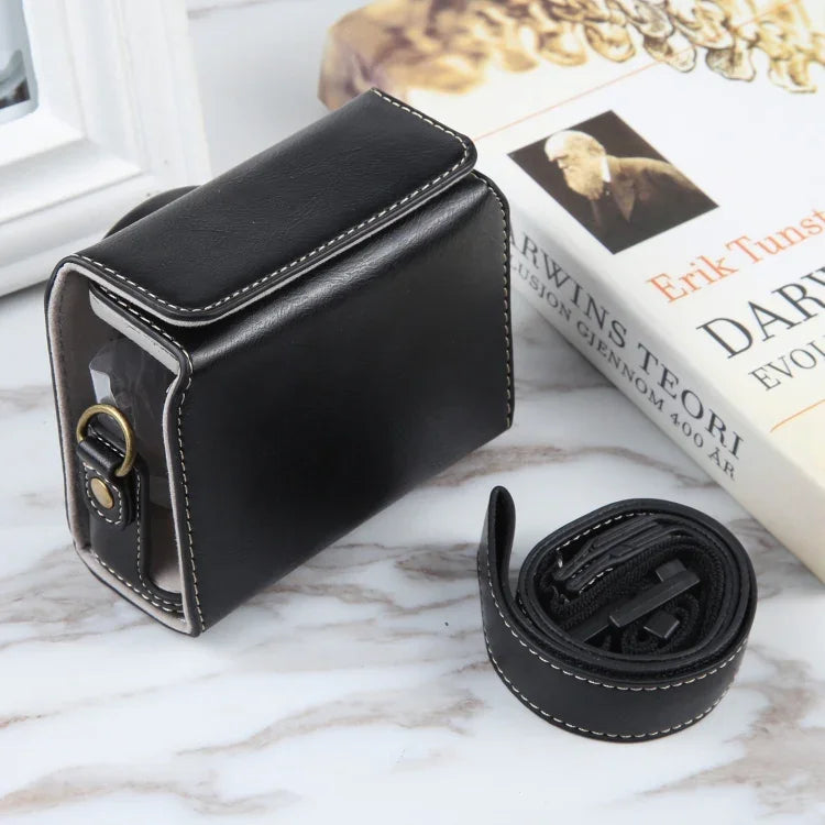 Étui en cuir magnétique intégral avec bandoulière pour caméra Sony ZV-1F (compatible avec les vlogs).