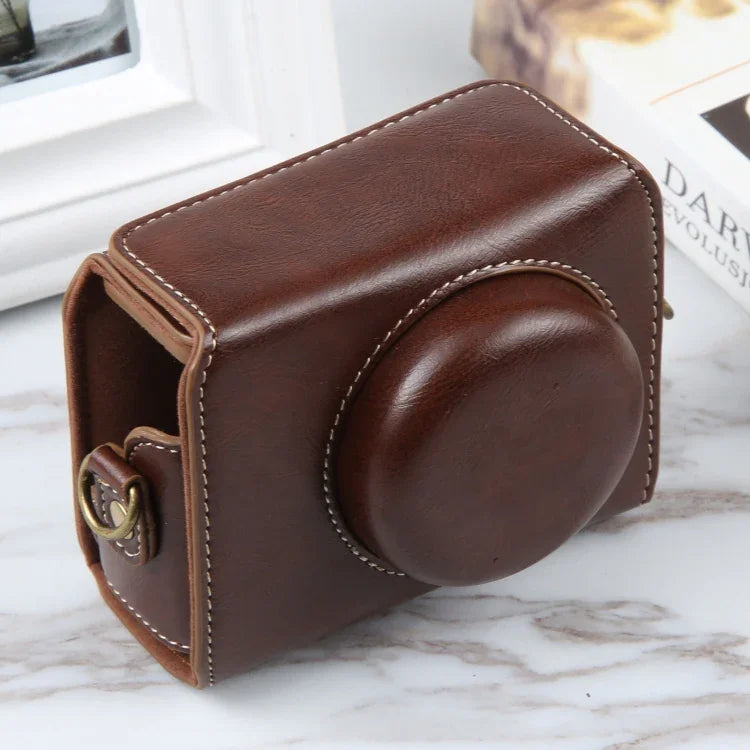 Étui en cuir magnétique intégral avec bandoulière pour caméra Sony ZV-1F (compatible avec les vlogs).