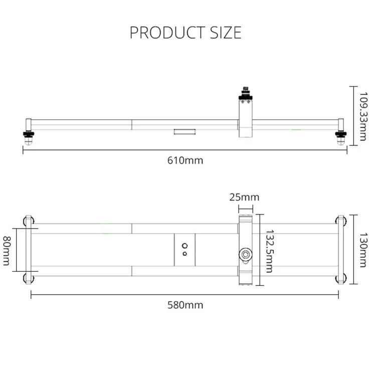 Rail de raccordement coulissant YELANGU YLG0119A de 60 cm avec boucle pour chariot, compatible avec appareils photo reflex et caméras vidéo.