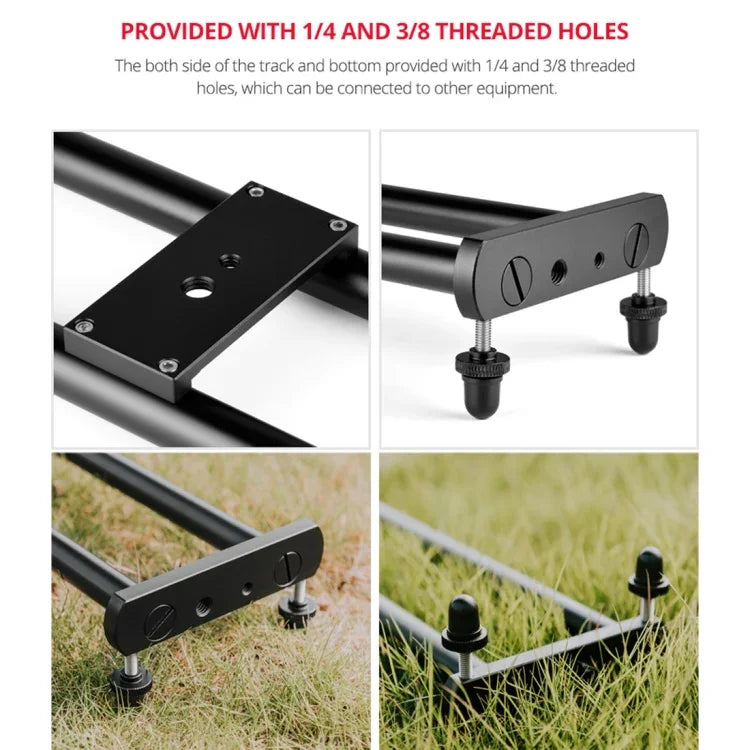 Rail de raccordement coulissant YELANGU YLG0119A de 60 cm avec boucle pour chariot, compatible avec appareils photo reflex et caméras vidéo.