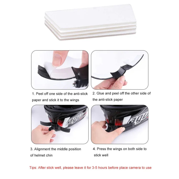 Kit de fixation pliable pour casque de téléphone avec caméra d'action, boucle en J, pince rotative et adaptateur.