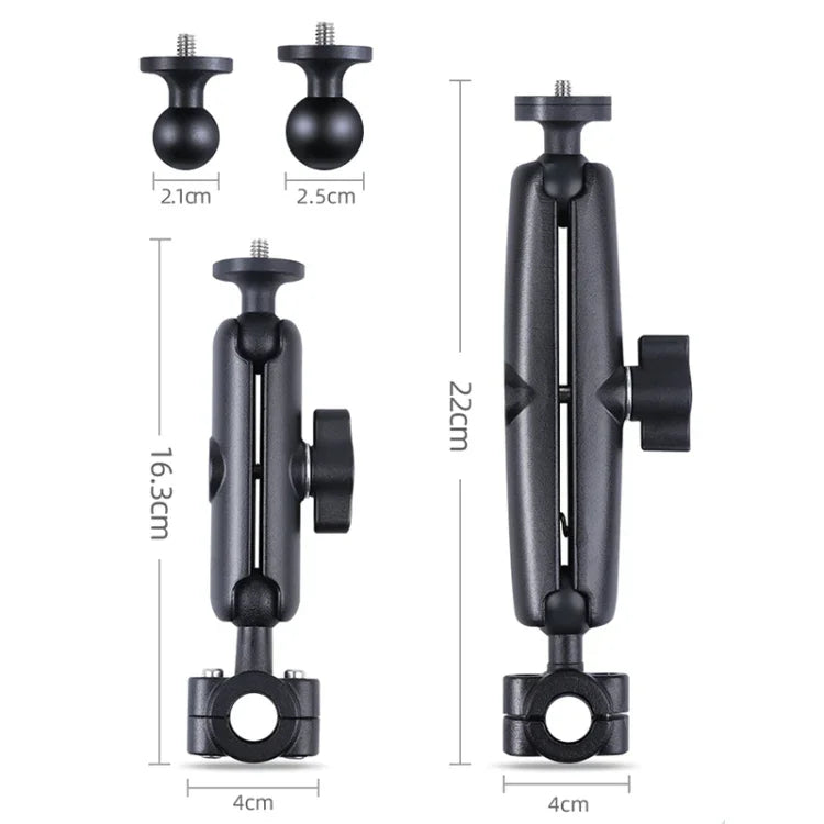 Support de guidon à rotule de 25 mm pour siège avant de voiture, avec adaptateur pour trépied et vis, compatible avec GoPro, Insta360, DJI et autres caméras d'action, 25 mm x 22 cm.