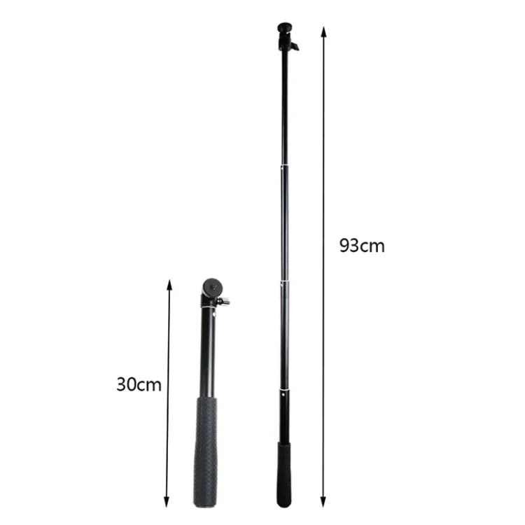 Support trépied pliable et multifonctionnel avec poignée de 30 à 93 cm, idéal pour les selfies, compatible avec GoPro, Insta360, DJI et autres caméras d'action, ainsi que les téléphones. Longueur : 30 à 93 cm.