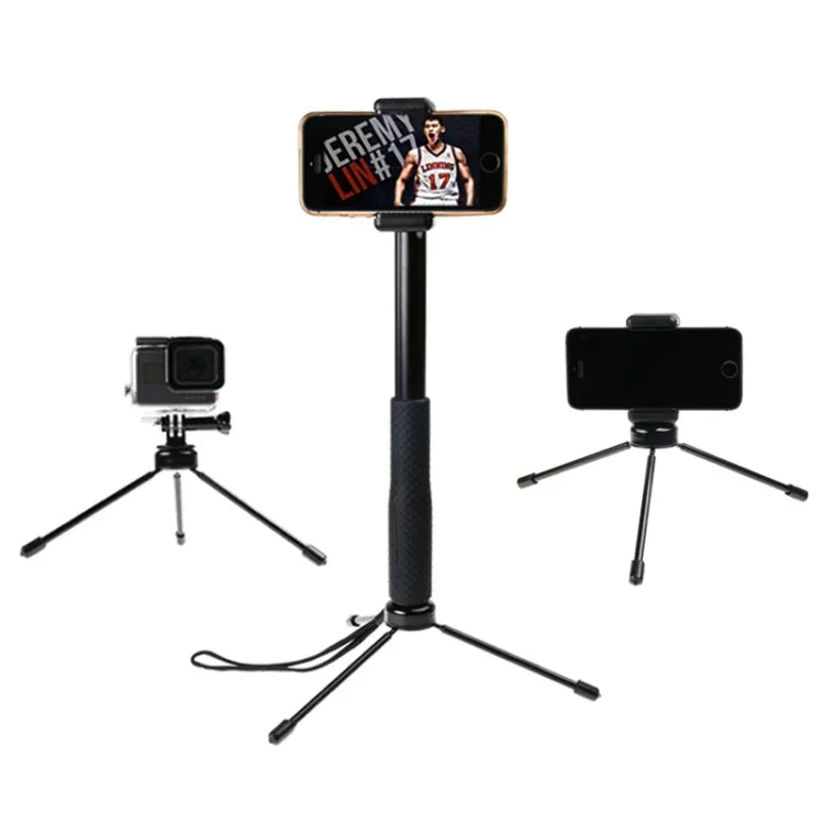 Support trépied pliable et multifonctionnel avec poignée de 30 à 93 cm, idéal pour les selfies, compatible avec GoPro, Insta360, DJI et autres caméras d'action, ainsi que les téléphones. Longueur : 30 à 93 cm.