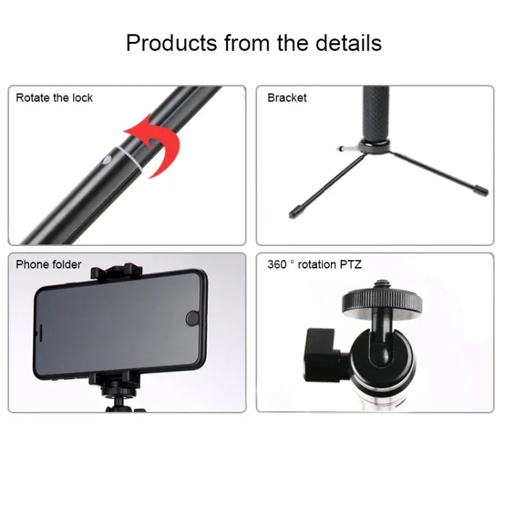 Support trépied pliable et multifonctionnel avec poignée de 30 à 93 cm, idéal pour les selfies, compatible avec GoPro, Insta360, DJI et autres caméras d'action, ainsi que les téléphones. Longueur : 30 à 93 cm.