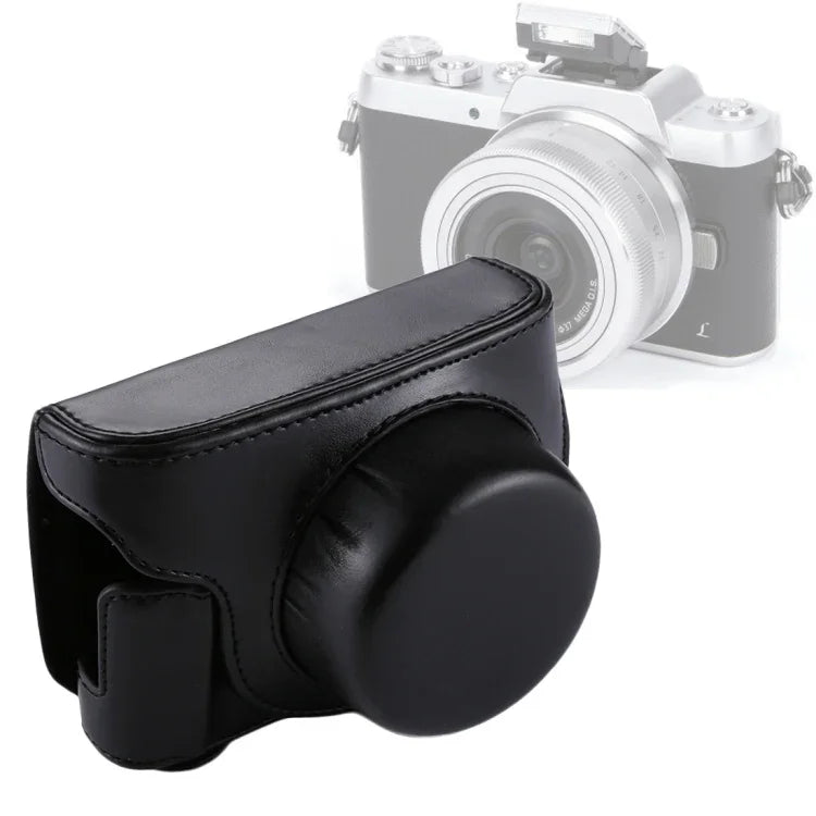 Étui intégral en cuir PU avec bandoulière pour appareil photo Panasonic Lumix GF7 / GF8 / GF9 (objectif 12-32 mm / 14-42 mm), pour Lumix GF7