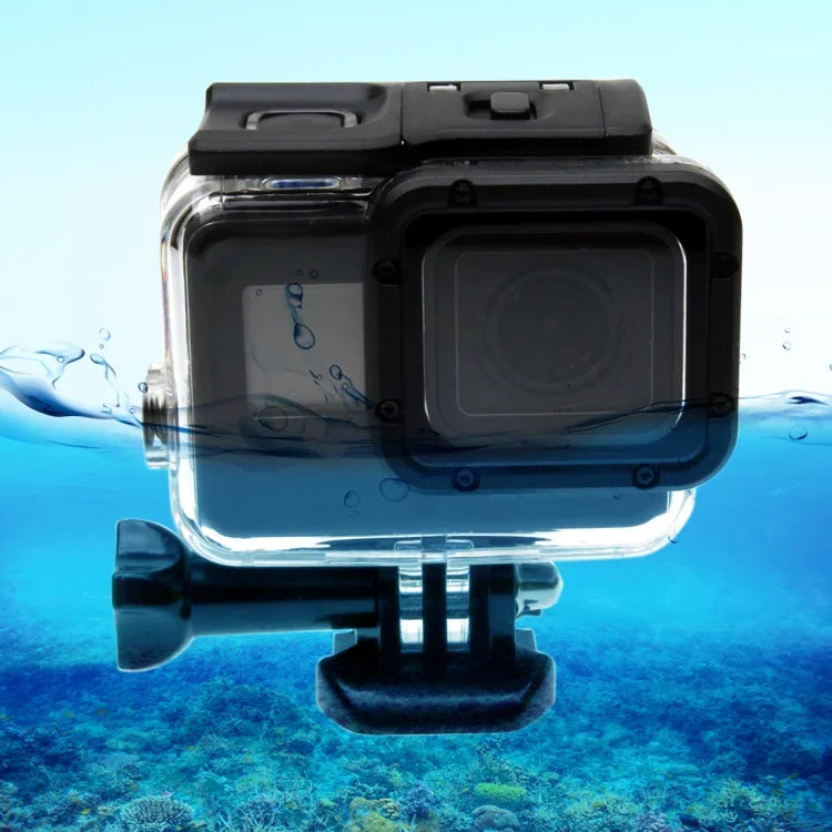 Boîtier étanche 30 m pour GoPro HERO6/5 + couvercle arrière creux avec fixation par boucle et vis, objectif non démontable (GP413), boîtier + couvercle arrière