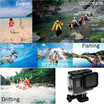 Boîtier étanche 30 m pour GoPro HERO6/5 + couvercle arrière creux avec fixation par boucle et vis, objectif non démontable (GP413), boîtier + couvercle arrière