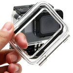 Boîtier étanche 30 m pour GoPro HERO6/5 + couvercle arrière creux avec fixation par boucle et vis, objectif non démontable (GP413), boîtier + couvercle arrière