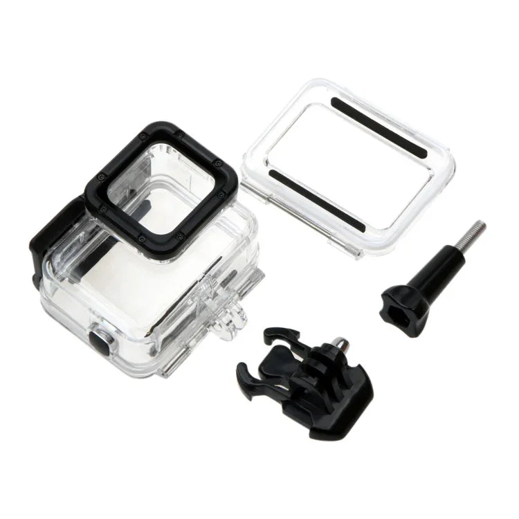 Boîtier étanche 30 m pour GoPro HERO6/5 + couvercle arrière creux avec fixation par boucle et vis, objectif non démontable (GP413), boîtier + couvercle arrière