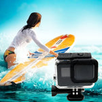 Boîtier étanche 30 m pour GoPro HERO6/5 + couvercle arrière creux avec fixation par boucle et vis, objectif non démontable (GP413), boîtier + couvercle arrière