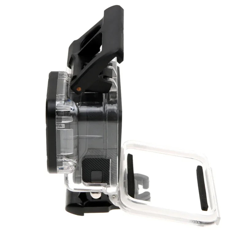 Boîtier squelette de protection pour GoPro HERO6/5 + coque arrière creuse avec fixation basique à boucle et vis, sans démontage de l'objectif, coque arrière creuse