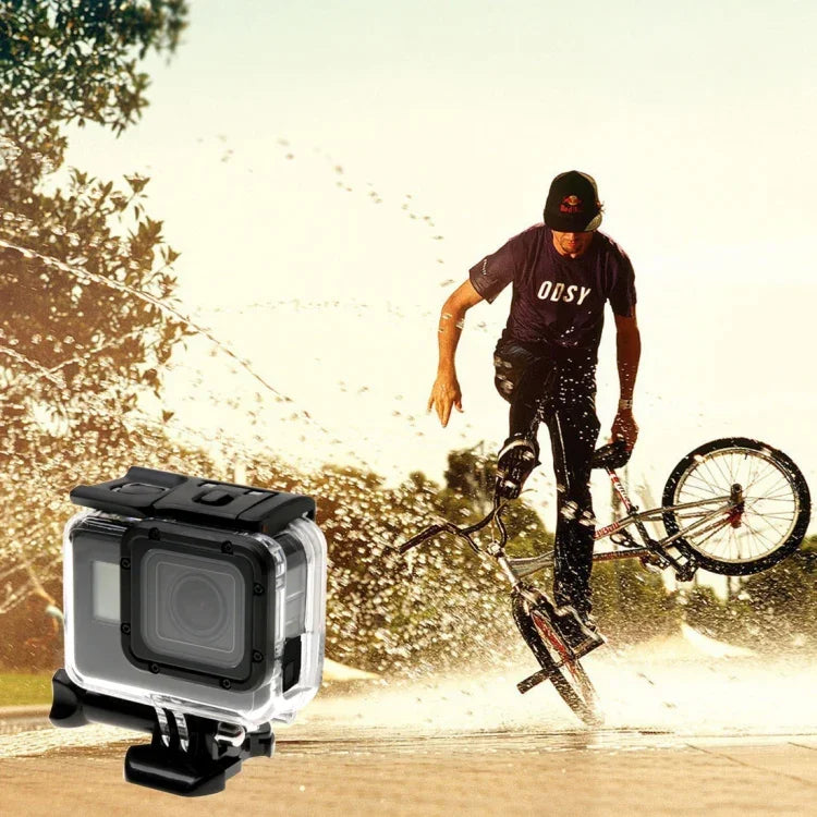 Boîtier squelette de protection pour GoPro HERO6/5 + coque arrière creuse avec fixation basique à boucle et vis, sans démontage de l'objectif, coque arrière creuse