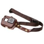 Étui en cuir PU pour GoPro HERO7 Black /6 /5 avec dragonne et boutons, cuir PU (marron), cuir PU (café), cuir PU (noir)