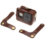Étui en cuir PU pour GoPro HERO7 Black /6 /5 avec dragonne et boutons, cuir PU (marron), cuir PU (café), cuir PU (noir)