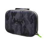 Étui portable en EVA à motif camouflage, antichoc et étanche, compatible avec GoPro, Insta360, DJI et autres caméras d'action. Dimensions : 27 cm x 19 cm x 7 cm.